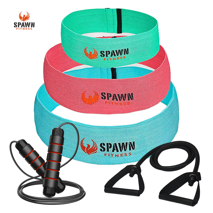 FABRIC RESISTANCE BANDS (SET OF 3) + CARRY BAG Re – Spawn Fitness