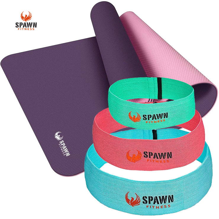 Yoga Mat & 3pc Resistance Bands Set + Carry Bag – Spawn Fitness