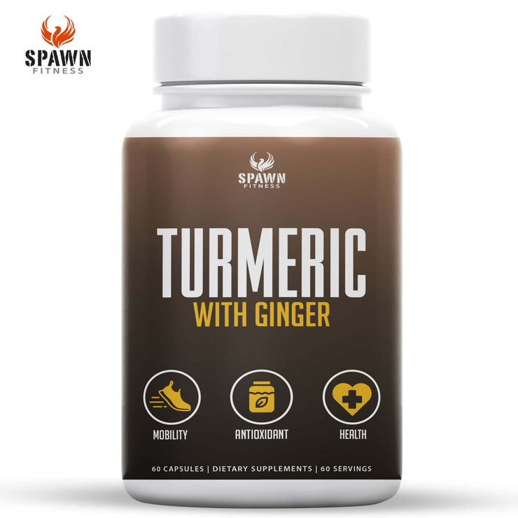 Spawn Fitness Turmeric and Ginger Supplement Turmeric Curcumin for Joint Pain Relief 60 Capsules