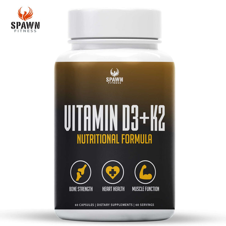 Spawn Fitness Vitamin D3 K2 Immune Support Supplement Bone Strength Vitamins 60 Capsules